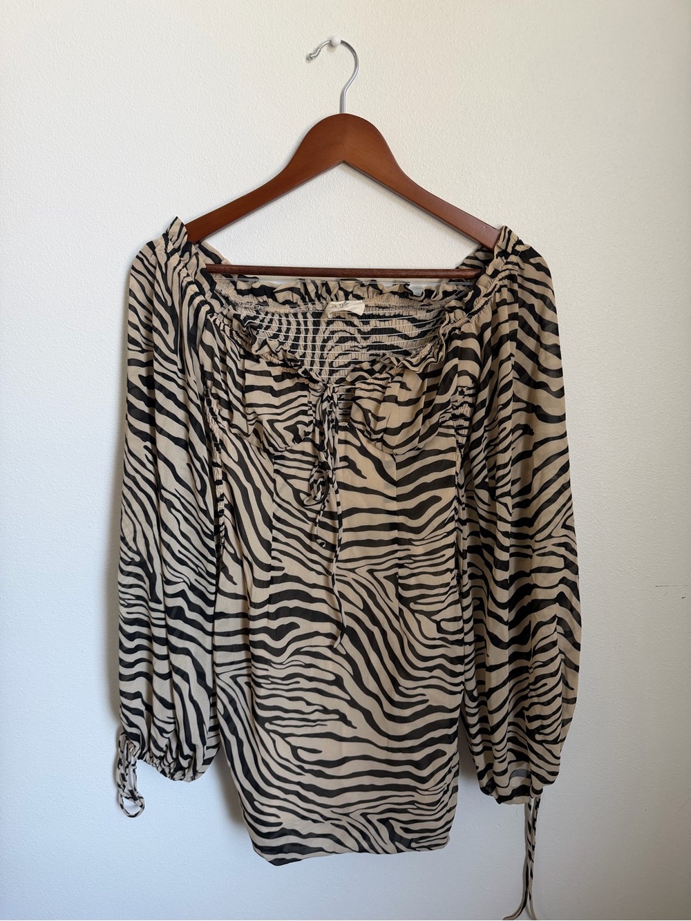 Zebra Print Mini Dress - Beige & Black